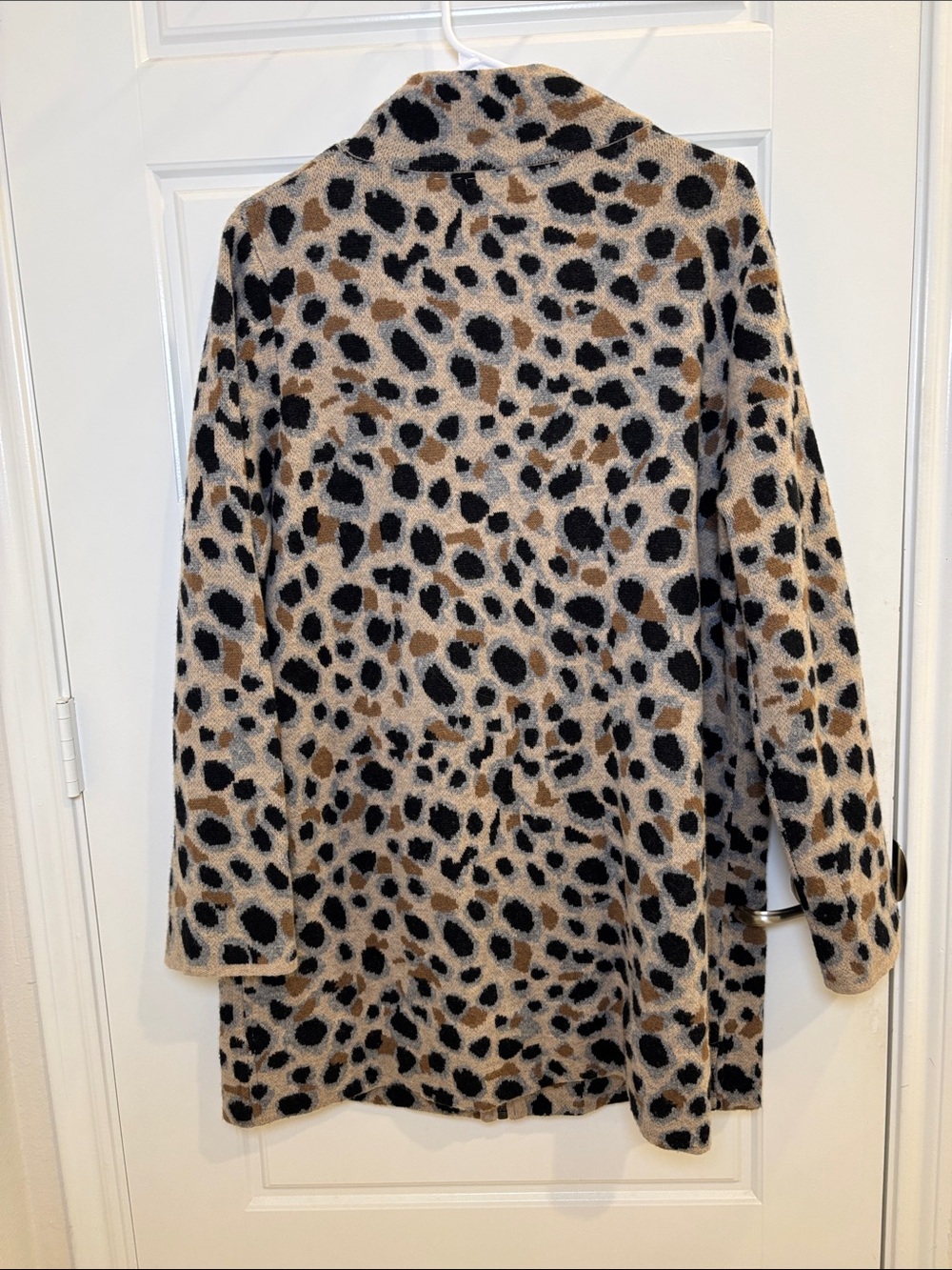 Fiel Flower 100% Wool Leopard Print Zip Cardigan Jacket XL - Picture 3 of 5